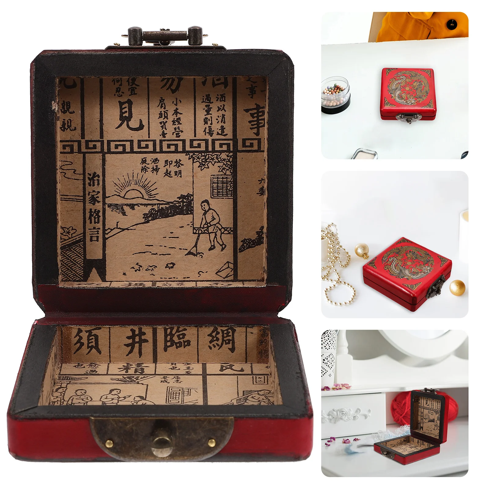 

Jewelry Box Wooden Display Case Storage Boxes for Women Book Shelf Decor