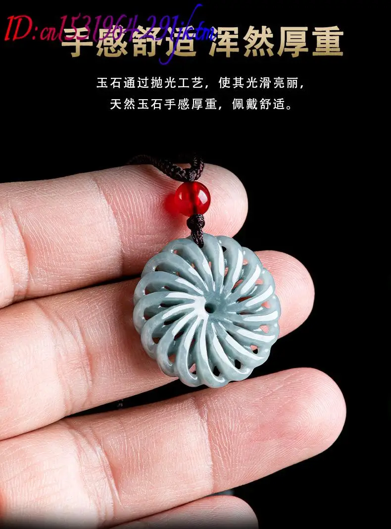 ميانمار الجاديت زهرة قلادة قلادة حجر فاخر البورمية اليشم سحر هدايا للنساء الأحجار الكريمة الطبيعية التعويذات خمر #5