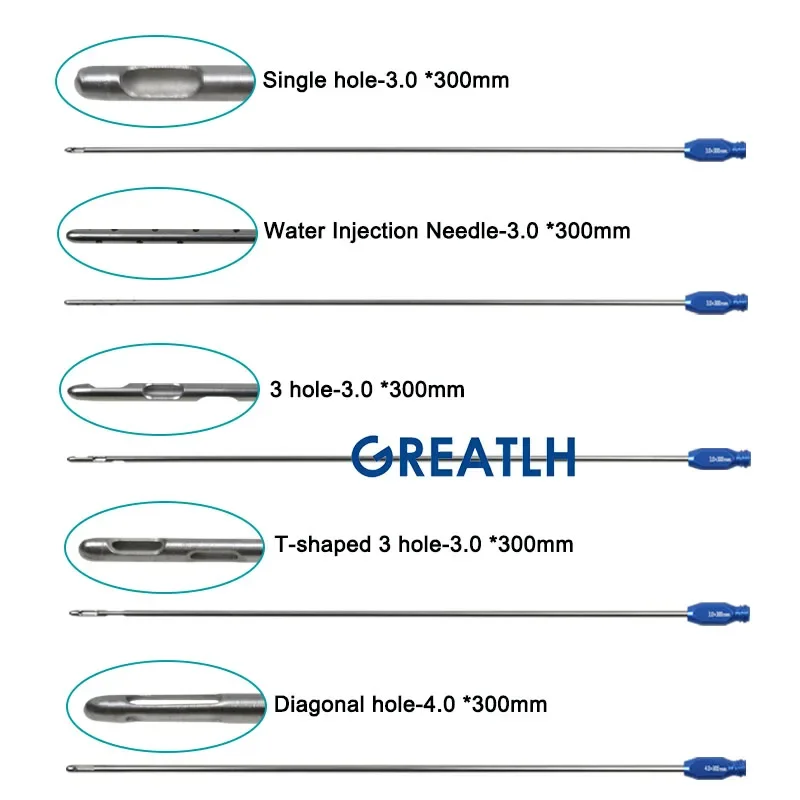 GREATLH Fat Transplantation Kit Liposuction Cannula Set with Titanium Alloy Handle Liposuction Surgical Tools