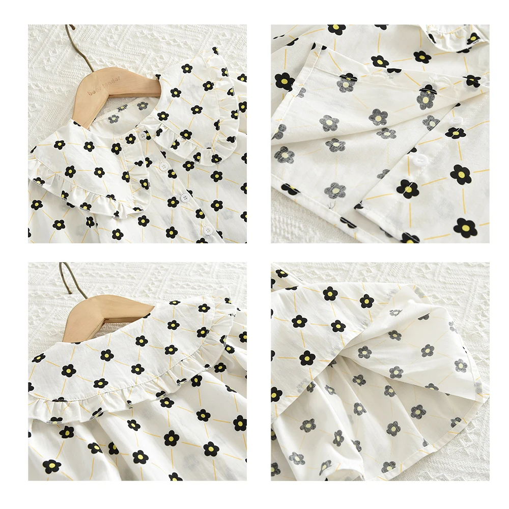 Frühling/Sommer Koreanische Version Kariertes Bedrucktes Kinderoutfit Mädchen Baumwollkleidung Herbst Langarm-Shirt Top+Kurzer Rock – Detail 22