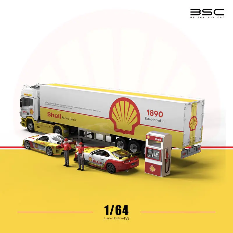 Veicolo da trasporto 1/64 Set di rivestimento ad olio lubrificante Shell, modello di auto in lega pressofusa, giocattolo per adolescenti, regalo di compleanno per bambini.