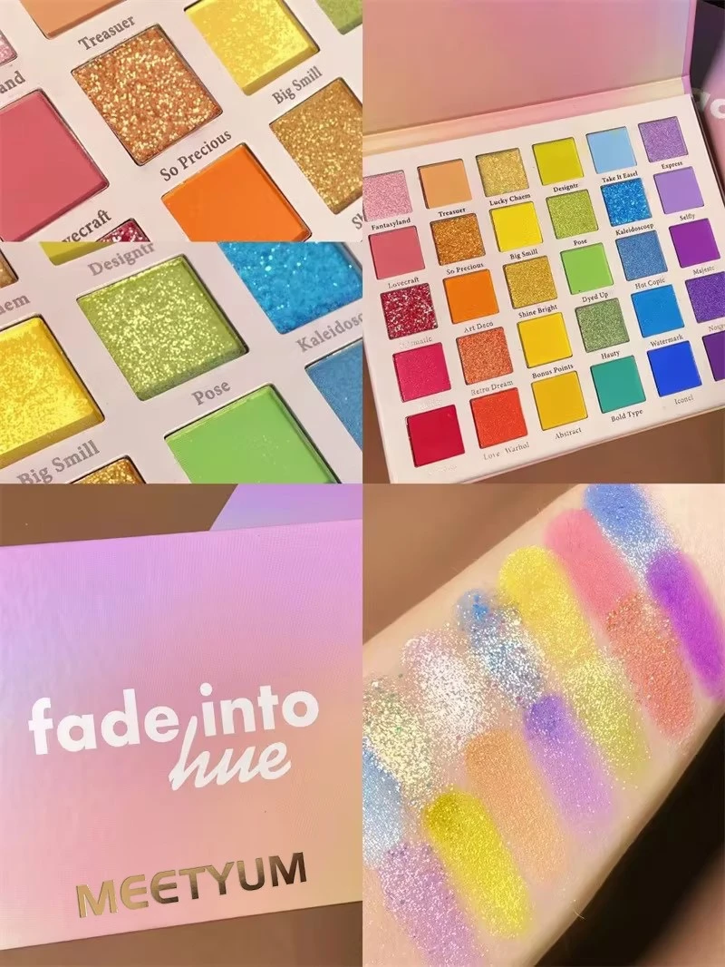 30-Farben-Lidschatten-Palette, Regenbogen-Korallen-Perlenglitter, matte Pailletten, schimmernder, hochpigmentierter Lidschatten für Party- und Tanzshow-Make-up – Detail 6