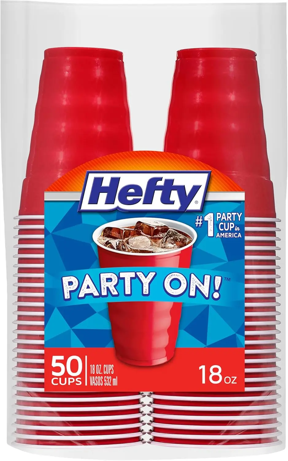 

50 Pack 18oz Red Plastic Cups for Parties, Tailgates, Birthdays, Holidays, Easy-Grip Design, Strong & Durable
