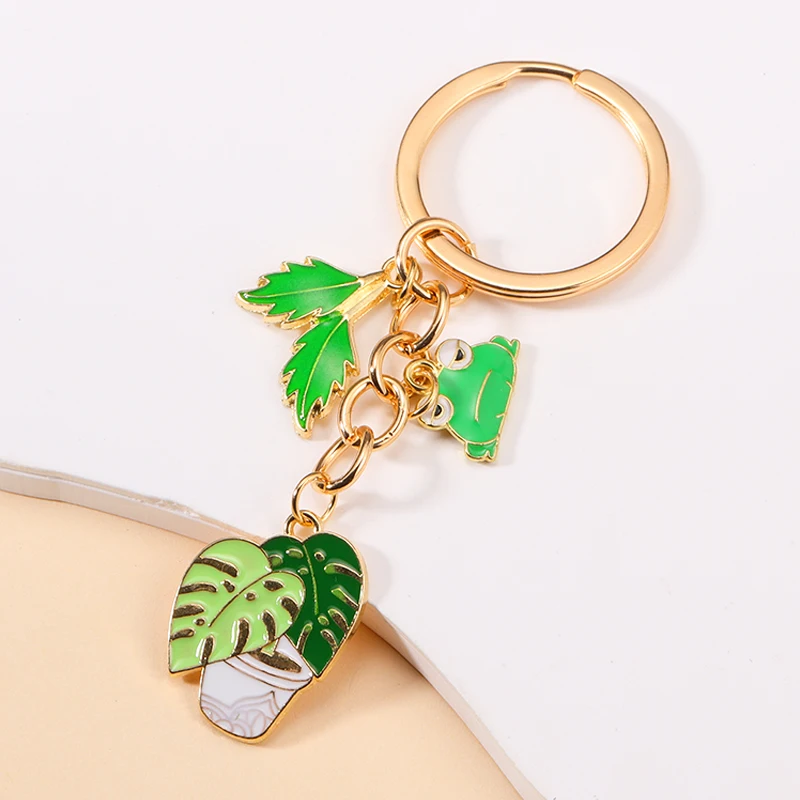 Delicate Enamel Cartoon Frog Charms Keychain Kawaii Animal Keyholder Men Women Bag Wallet Car Key Pendant Keyring Jewelry Gifts