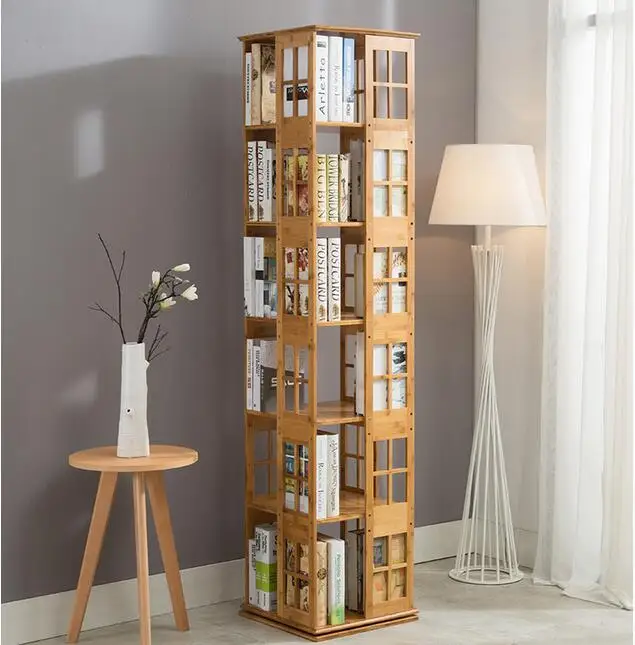 Children's rotating bookshelf 360 degree bookcase modern simple living room desk shelf landing household simple bookshelf