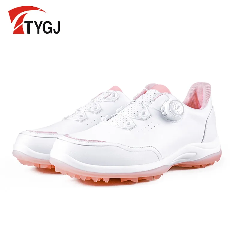 TTYGJ Professional Golf Shoes Women’s Casual Models Waterproof Breathable Non Slip  Outdoor Walking Sports Shoes White Pink