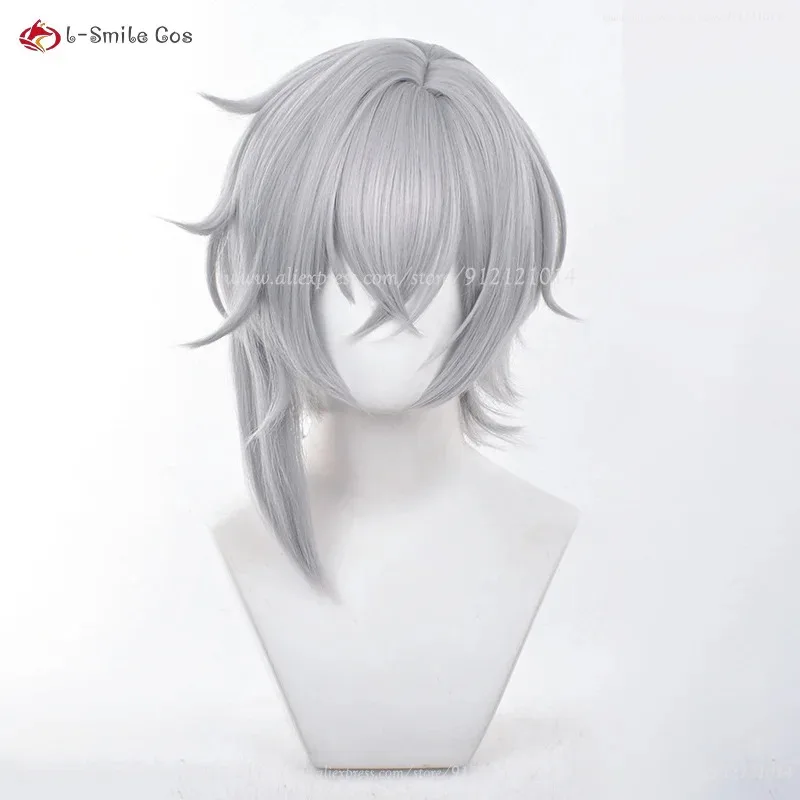 

Moze 40 см короткие серые аниме косплей парики термостойкие синтетические волосы Хэллоуин + шапочка для парика
