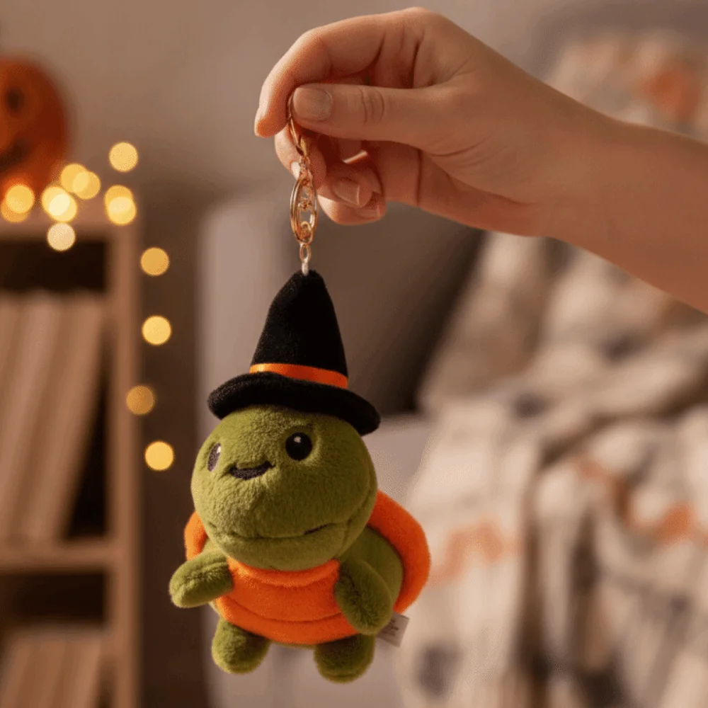 Soft Witch Hat Turtle Non-Slip Bottom Witch Hat Design Halloween Turtle Cushion Machine Washable Spider Web Pattern Turtle