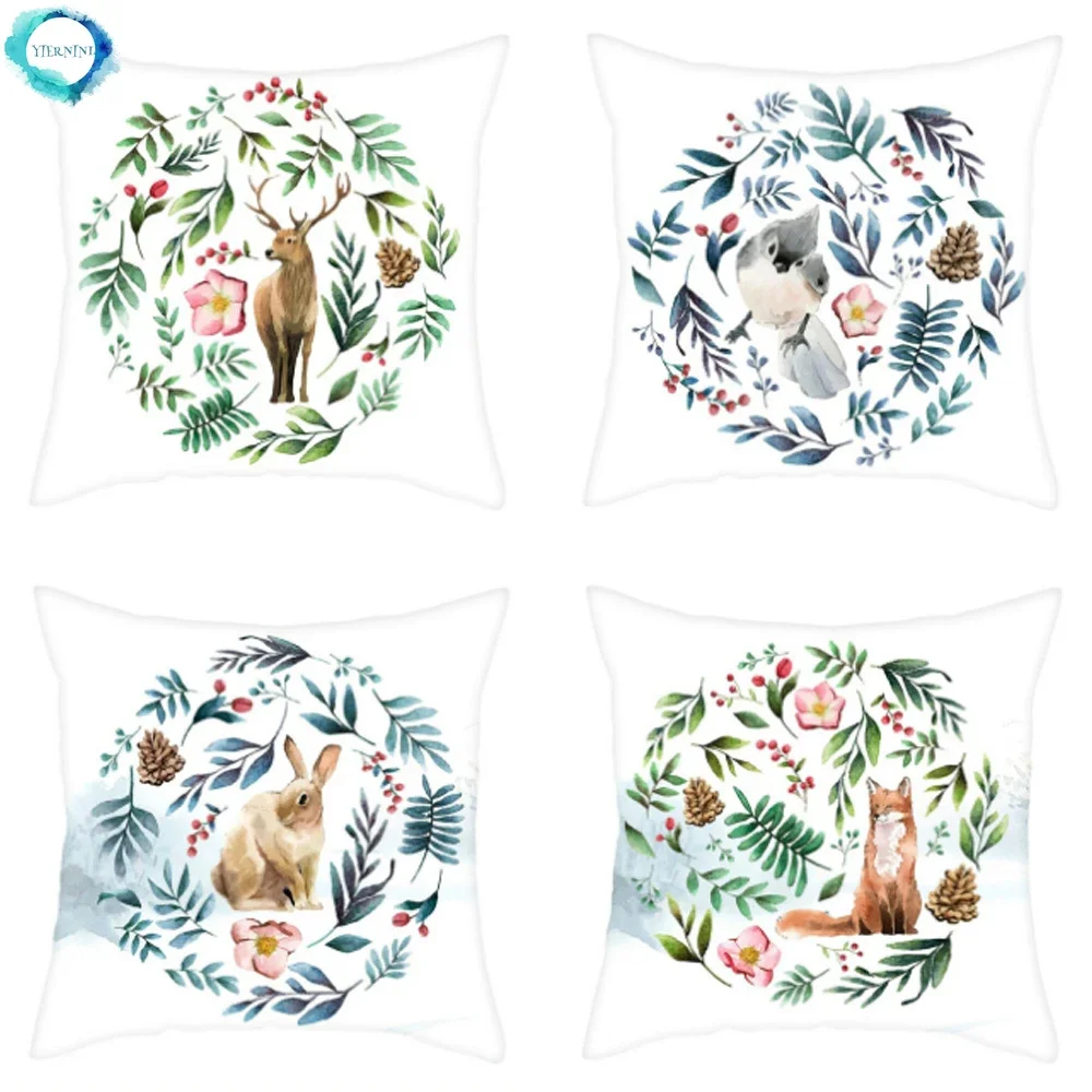 

Cartoon Animals Garland Pattern Polyester Pillow Cover Cushion Cover for Home Sofa Decorative Throw Pillowcase Gift 45X45cm