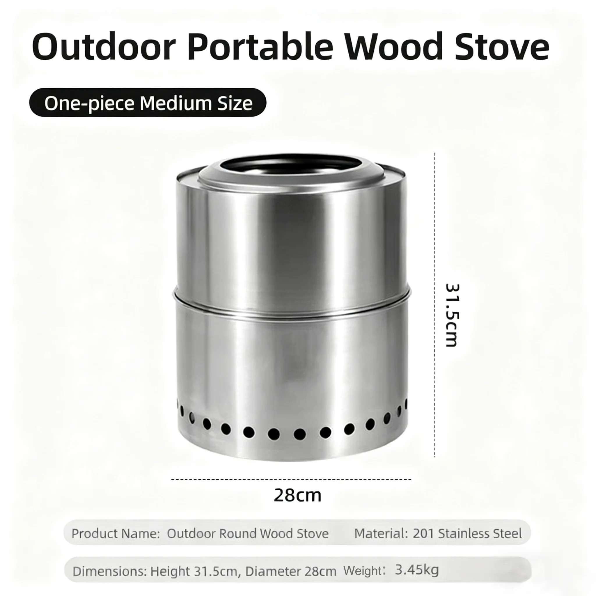 14 201 Stainless Steel Modern Outdoor Camping Waste Incinerator Burning Container Variable Area Air Flow Meter Fire Rack