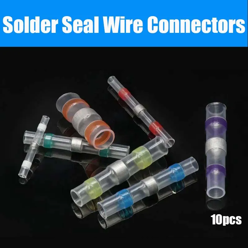 10Pcs Solder Seal Wire Connectors3:1Shrinkage Rate Waterproof Electrical Cable Terminals Heat Shrink Tube Electrical Butt Splice