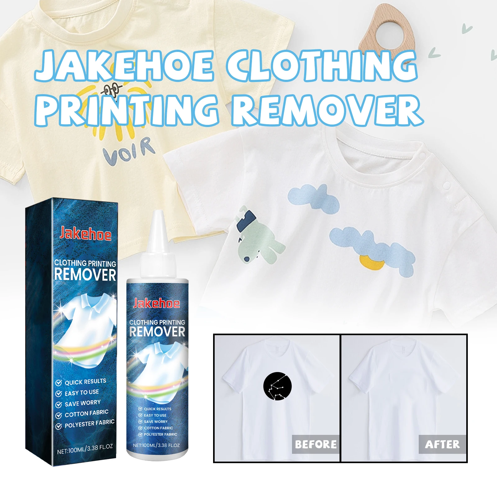 Clothing Printing Remover Effectively Eliminate Graphics Sticky Residues Erasing Printed Logos and Stain Clothing Cleaning Agent