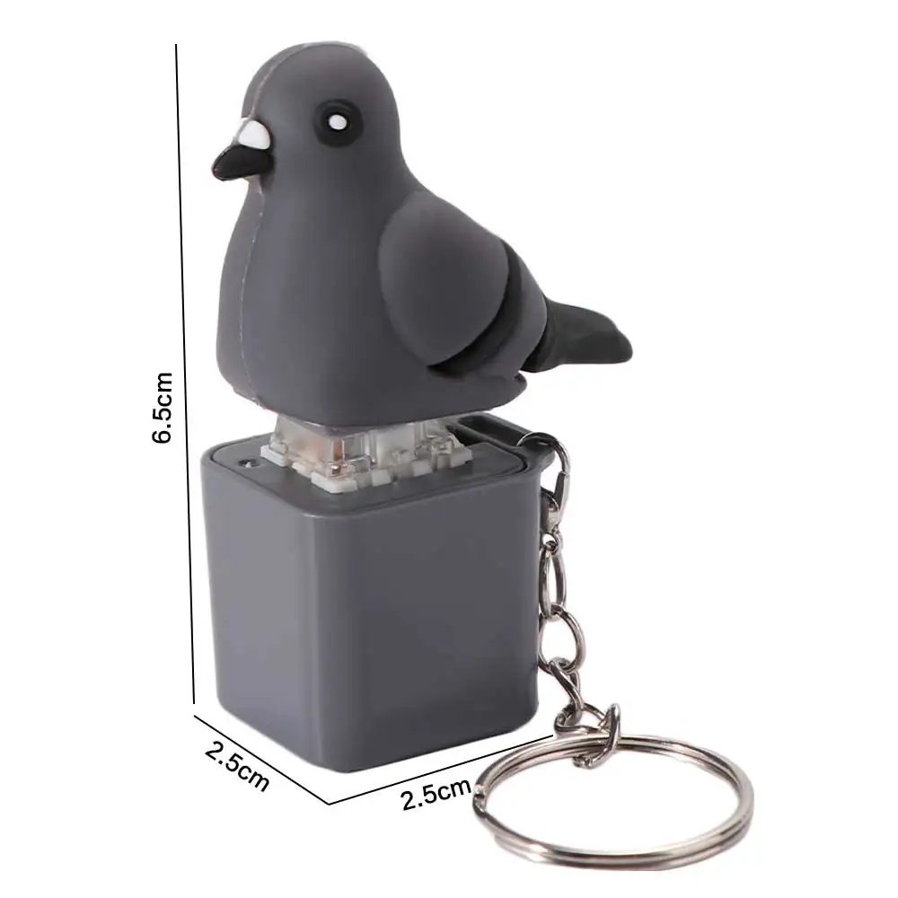 Flash Effects Monkey Button Keychain Colorful Lights with LED Pigeon Voice Key Ring Donkey Sensory Design Lamb Sounds Pendant