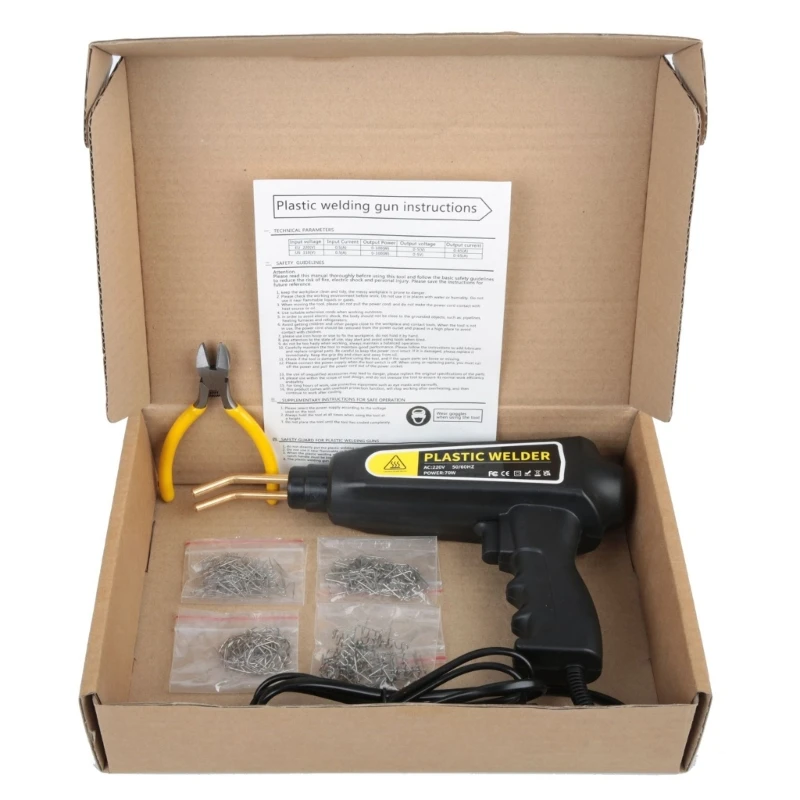 reparo soldagem plástico eficiente, 70w, aquecimento rápido, 4 grampos diferentes, luzes led para soldagem