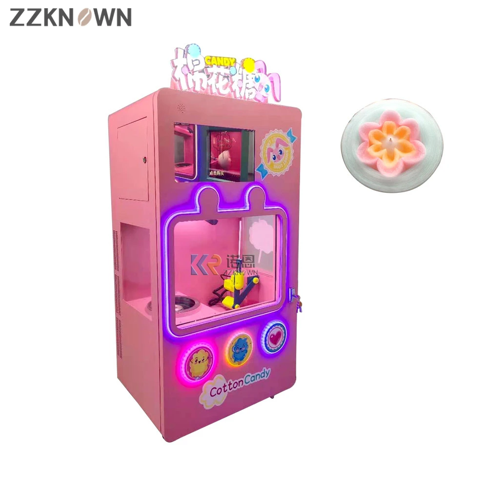 Automatic Cotton Candy Vending Machine Commercial Flower Shape Marshmallows Making Machine Vending
