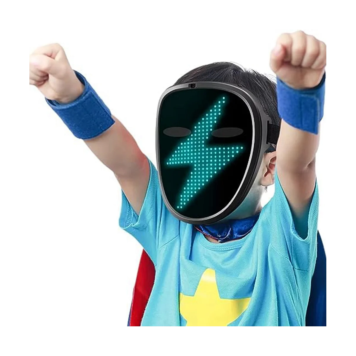 Máscara LED con detección de gestos para niños, máscara facial con luz transformadora para Halloween, fiesta de cumpleaños y fiesta de Mascarada