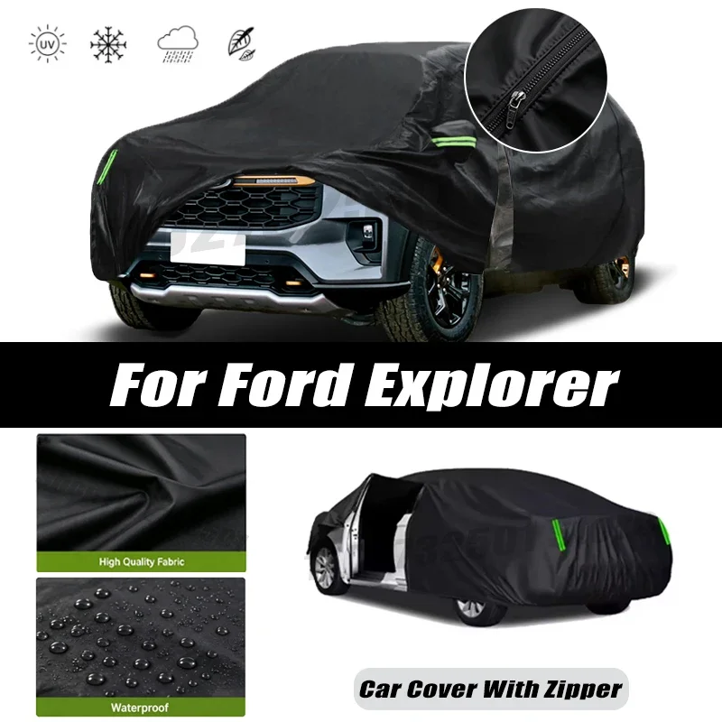 For Ford Explorer Car Covers Outdoor Waterproof Sun Rain Snow Protection UV Car Zipper Design Car Cover Accessories