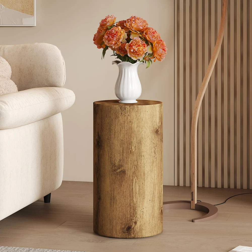 Eleganter runder MDF-Couchtisch mit Holzoptik, minimalistischer moderner Stil für die Wohnraumdekoration. Kann als kleiner Couchtisch, Beistelltisch, Sofatisch oder Teetisch verwendet werden. Durchmesser: 30 cm.