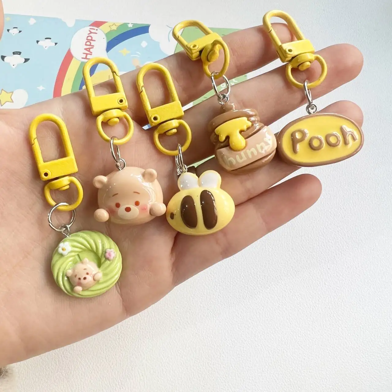 Cute Bear Honey Jar Keychain Phone Charm Strap Ins Cartoon Bee Girlish Soft Cute Pendant for Bag Pendant GIft