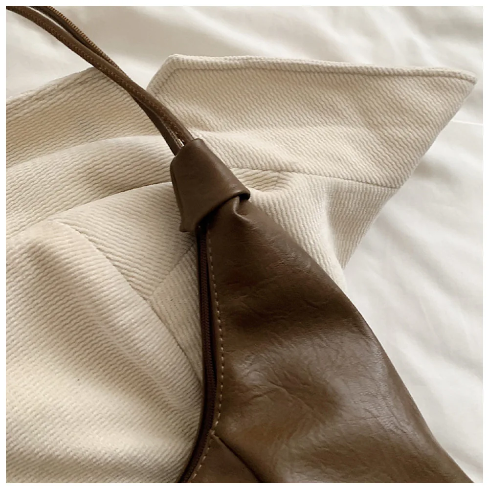 Women Retro Ruched Shoulder Bag French Minimalist Underarm Purses Fashion Soft Pu Leather Handbags Casual Commuter Satchels