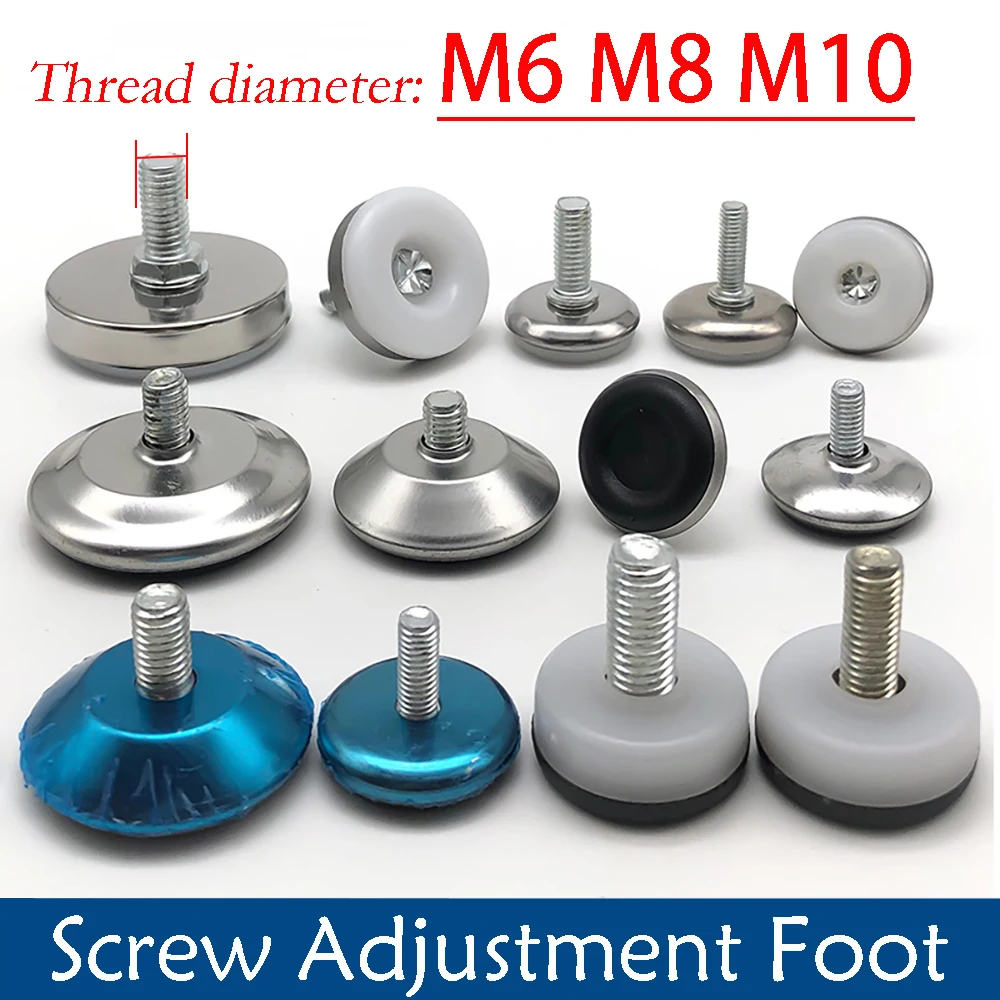 1-100Pcs M6 M8 M10 Furniture Table Chair Sofa Leg Feet Adjustable Leveler Glide Slide Pad For Prevents Floor Wear Reduces Noise