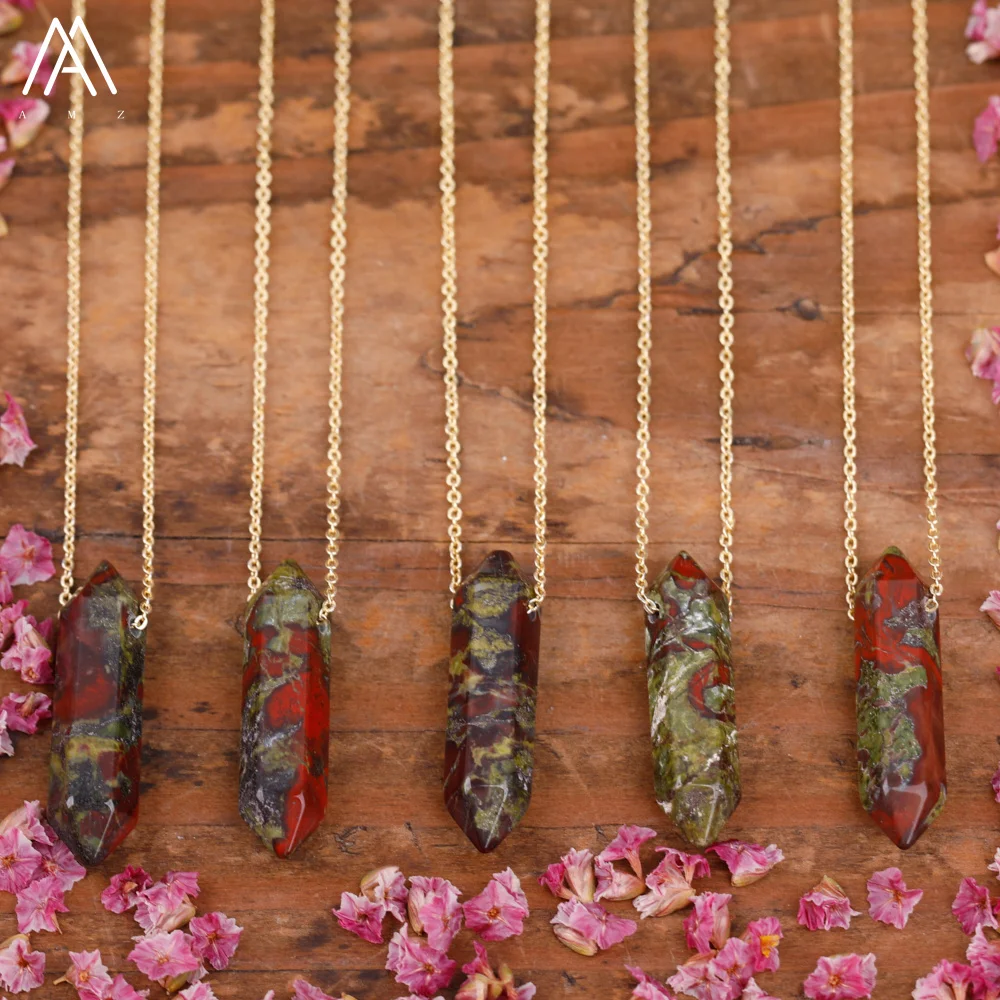 الجمشت المعدنية الكريستال عصا نقطة قلادة قلادة موضة النساء إنهاء الأحجار الكريمة بوهو الصيف قلادة هدية لها