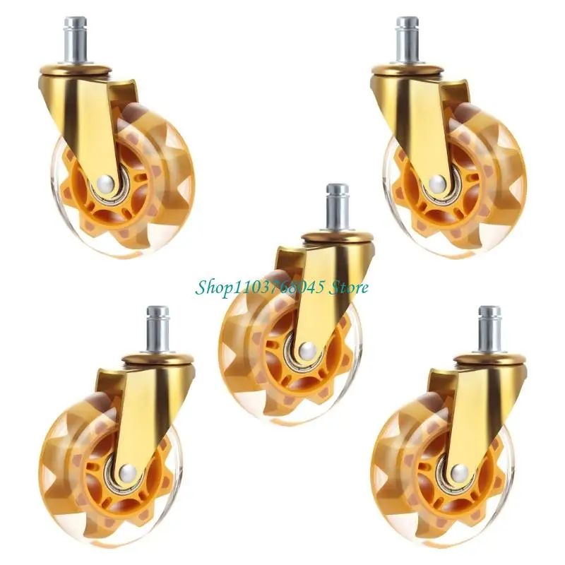 R53F No Tool Required Casters 3 Inch Clear Office Chair Smooth Rolling