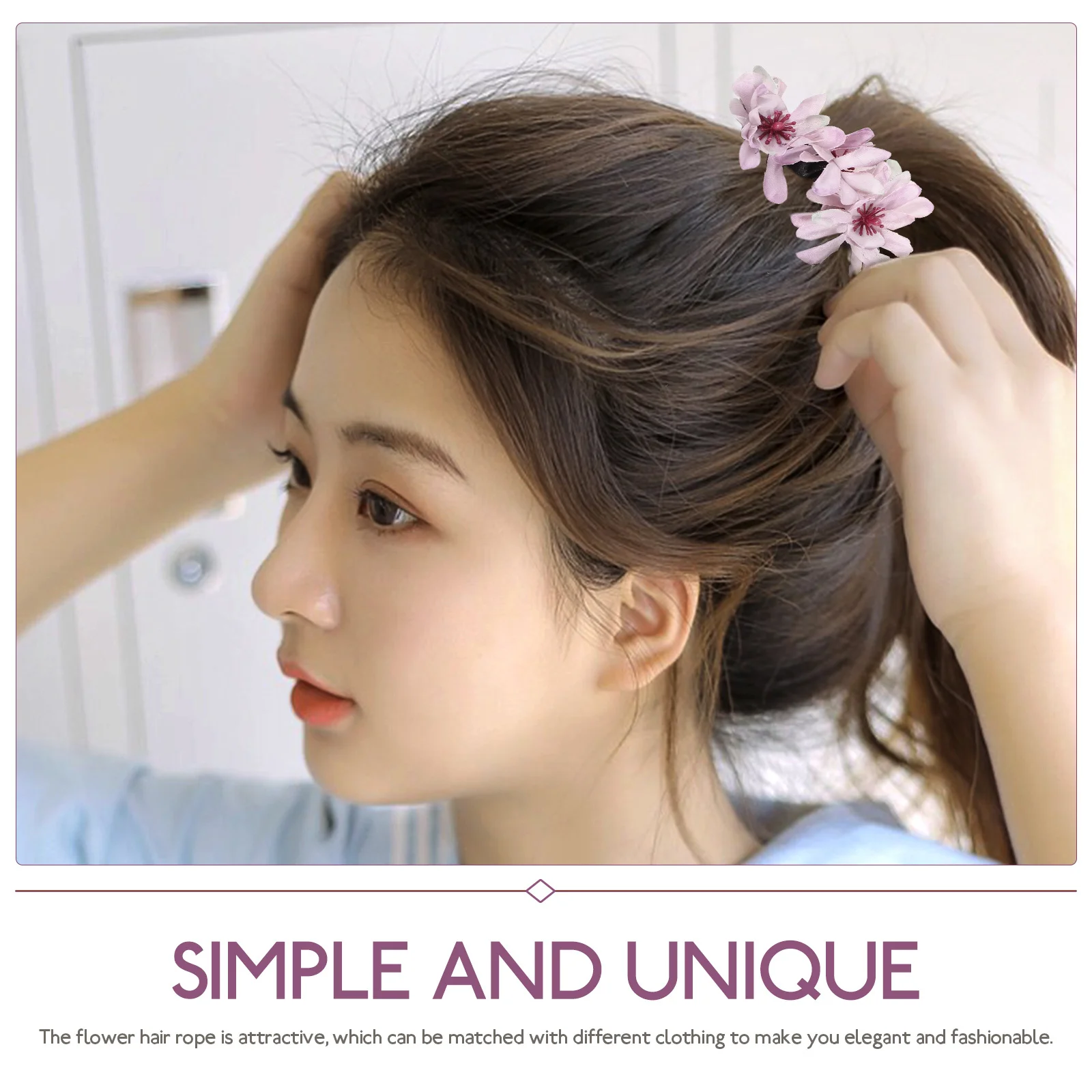 

Flower Tie Stretchy Scrunchies For Women Girls Elastic Hair Ring Bun Accessories Daily Wear Hair Styling Rope