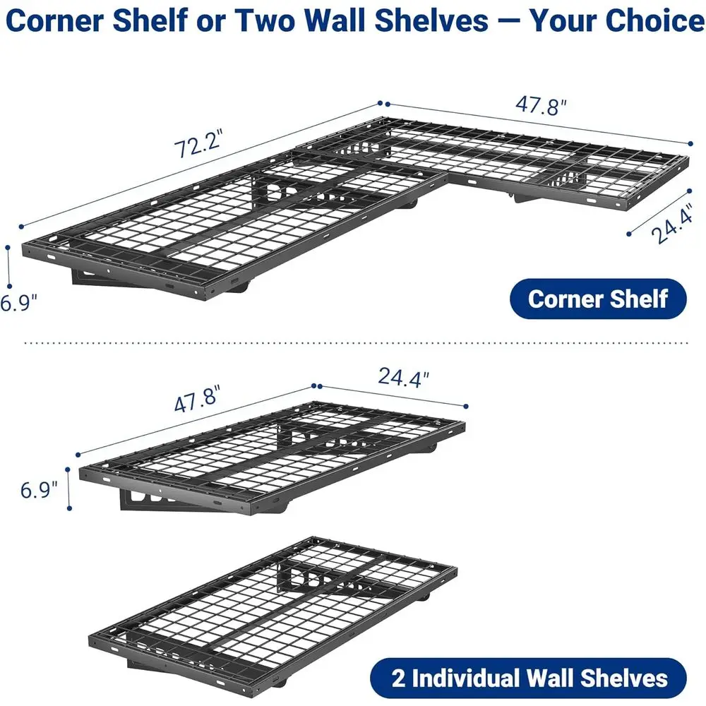رفوف حائط زاوية 2 × 4 أقدام من سلسلة Pro، أرفف عائمة مقاس 24 × 48 بوصة، سعة 660 رطل، وحدة تخزين جراج سوداء #3