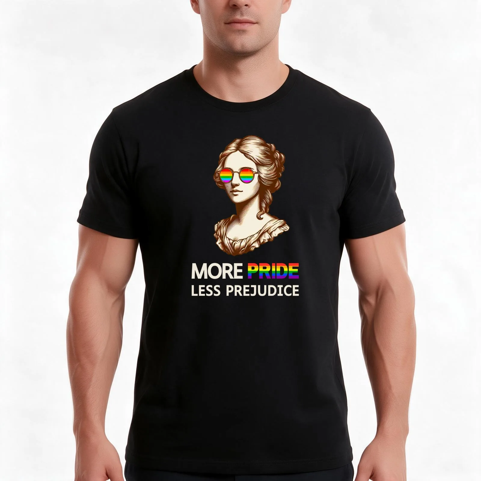More Pride Less Prejudice T-Shirt Summer Casual Cotton Tee Oversized Streetwear Tops Vintage Graphic Print Unisex Men Women