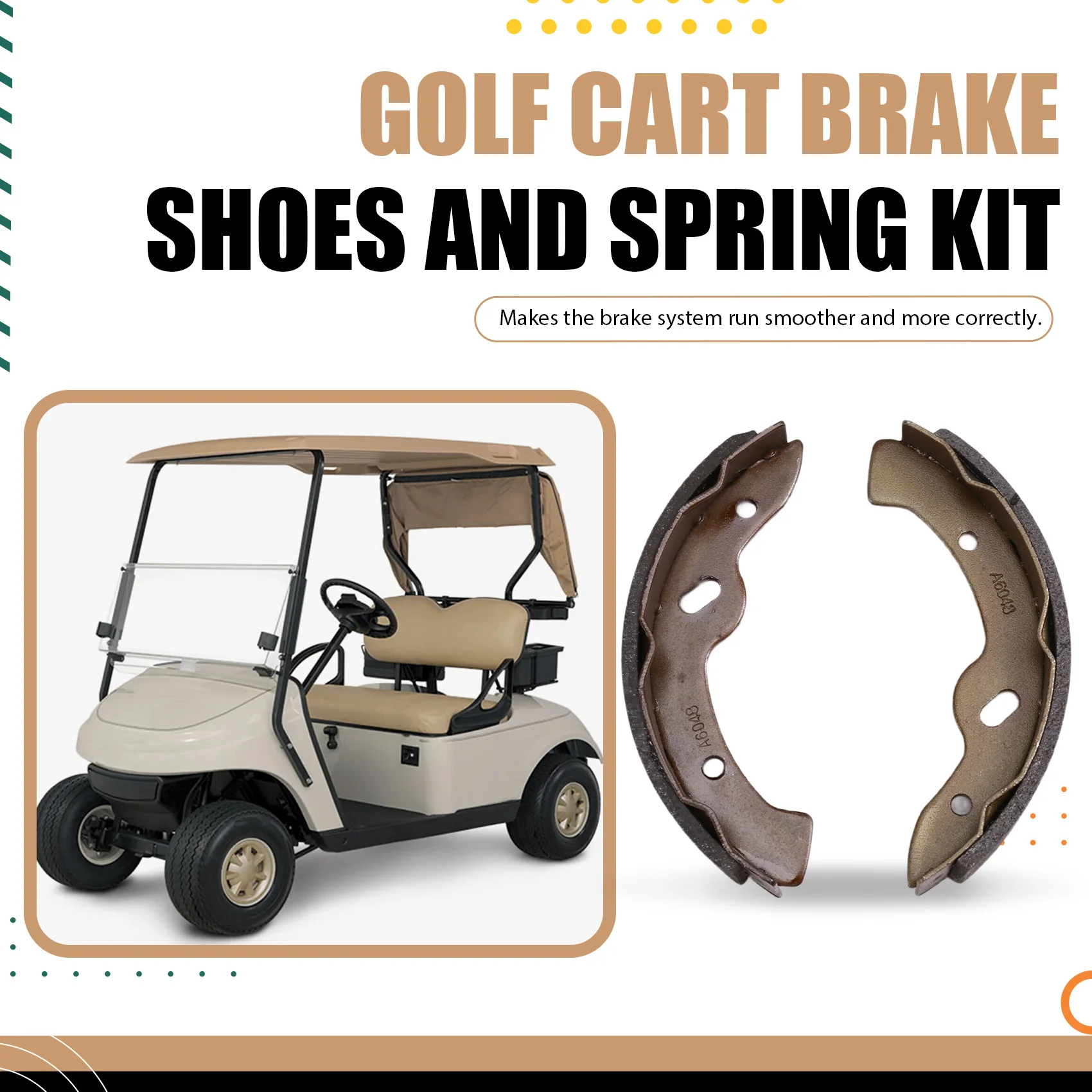 

B72A Golf Cart Brake Shoes And Spring Kit Assembly For EZGO, Golf Cart Brakes Shoes Pads 27944G01 27943G01 70795G01