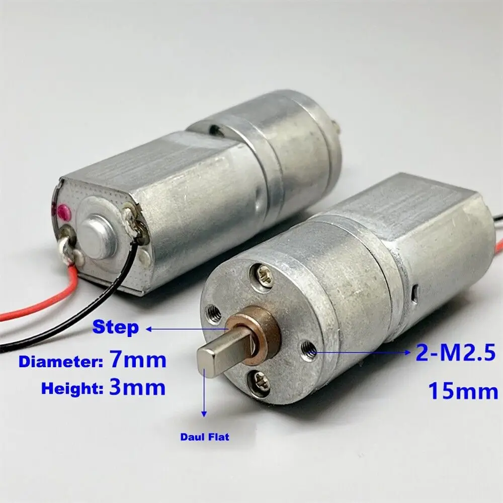 DC 6V-12V Slow Speed Micro 20mm Gear Motor Dual Flat Shaft Mini 130 Metal Gearbox Gear Motor Large Torque Robot Electric Lock