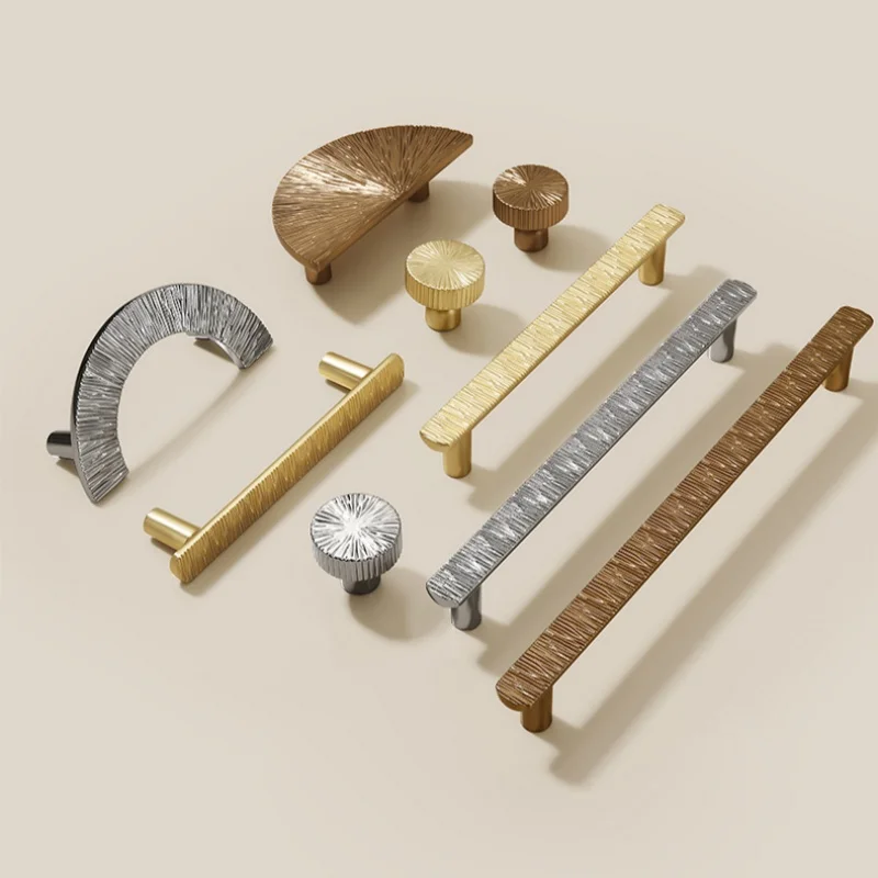 High-end Hammered Pattern Kitchen Accessories Wardrobe Closet Door Pulls Drawer Knobs Furniture Handles Kitchen Cabinet Handles