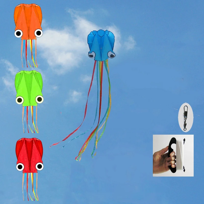 1 Set 3D Stereoscopic Octopus Kites Flying Toys For Children Nylon Ripstop Fish Kites Koi Inflatable Kites Outdoor Soft Kites