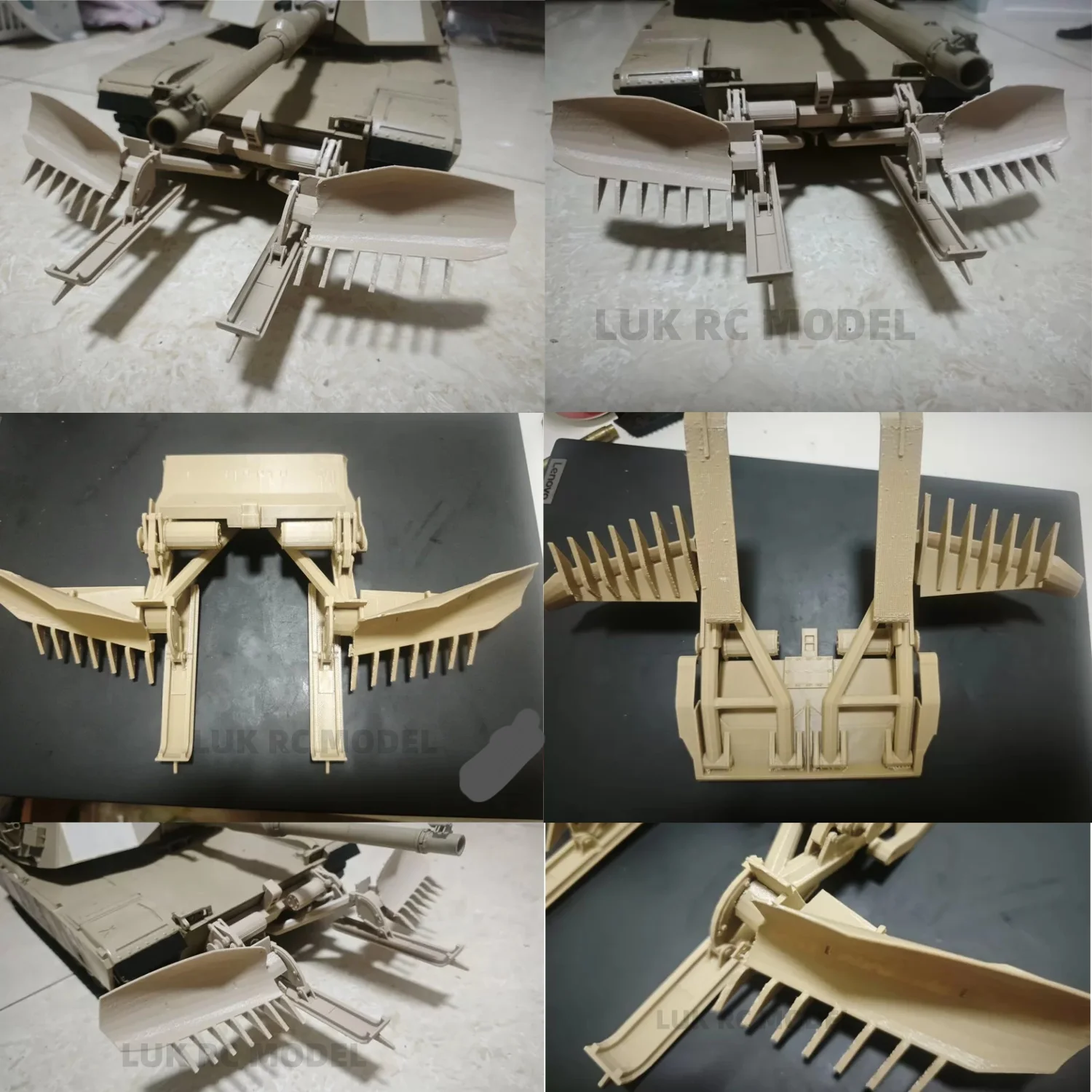 M1A2 Minesweeper Static Unpainted Yellow 1/16 US Tank Henglong 1/16 3918 Simulation Military Plastic Parts 3D Printing DIY