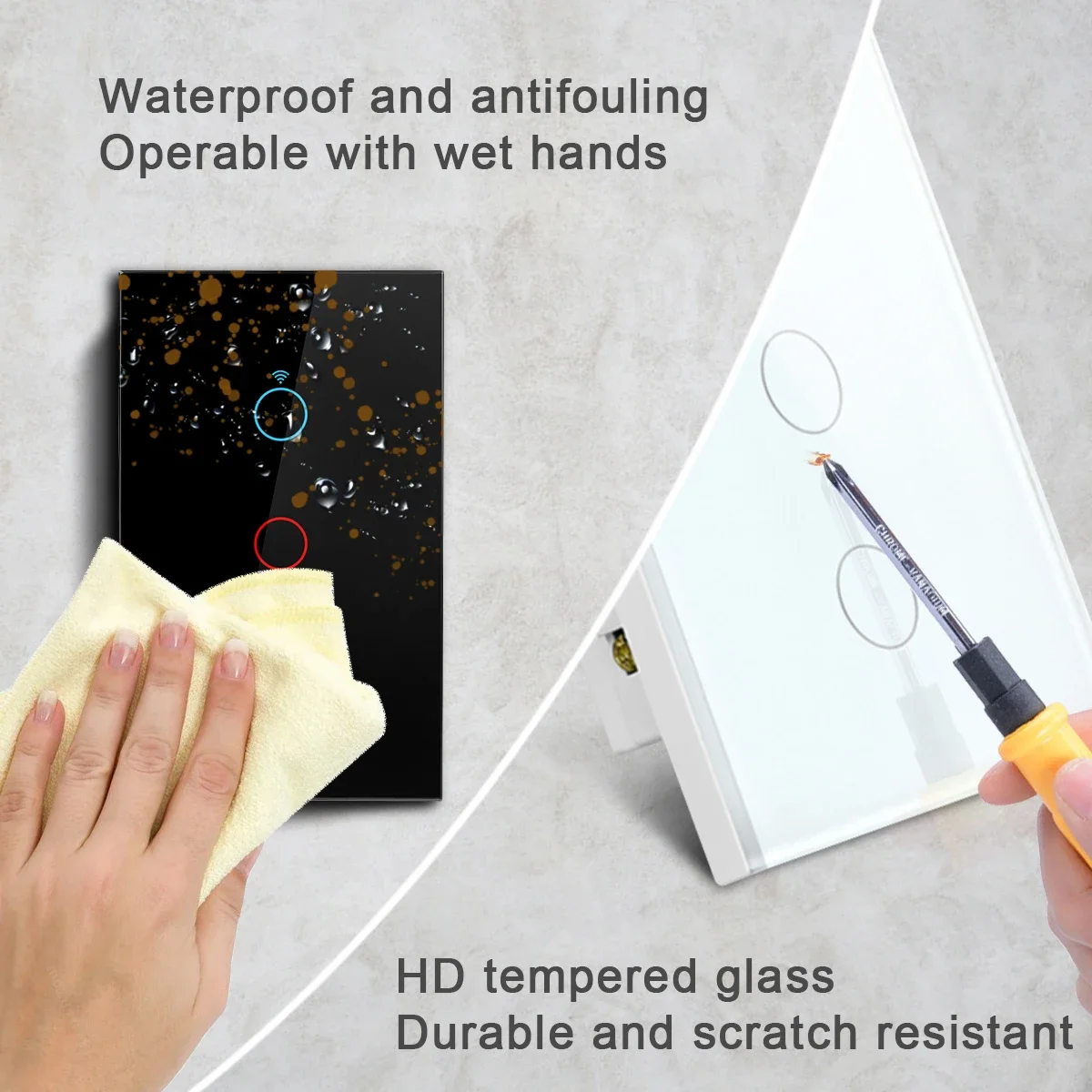 TUYA Smart Wall Panel Switch Touch Sensor AC95-260V 3-Gang No Neutral Wire Require Work With Alexa Google Home App Voice Control