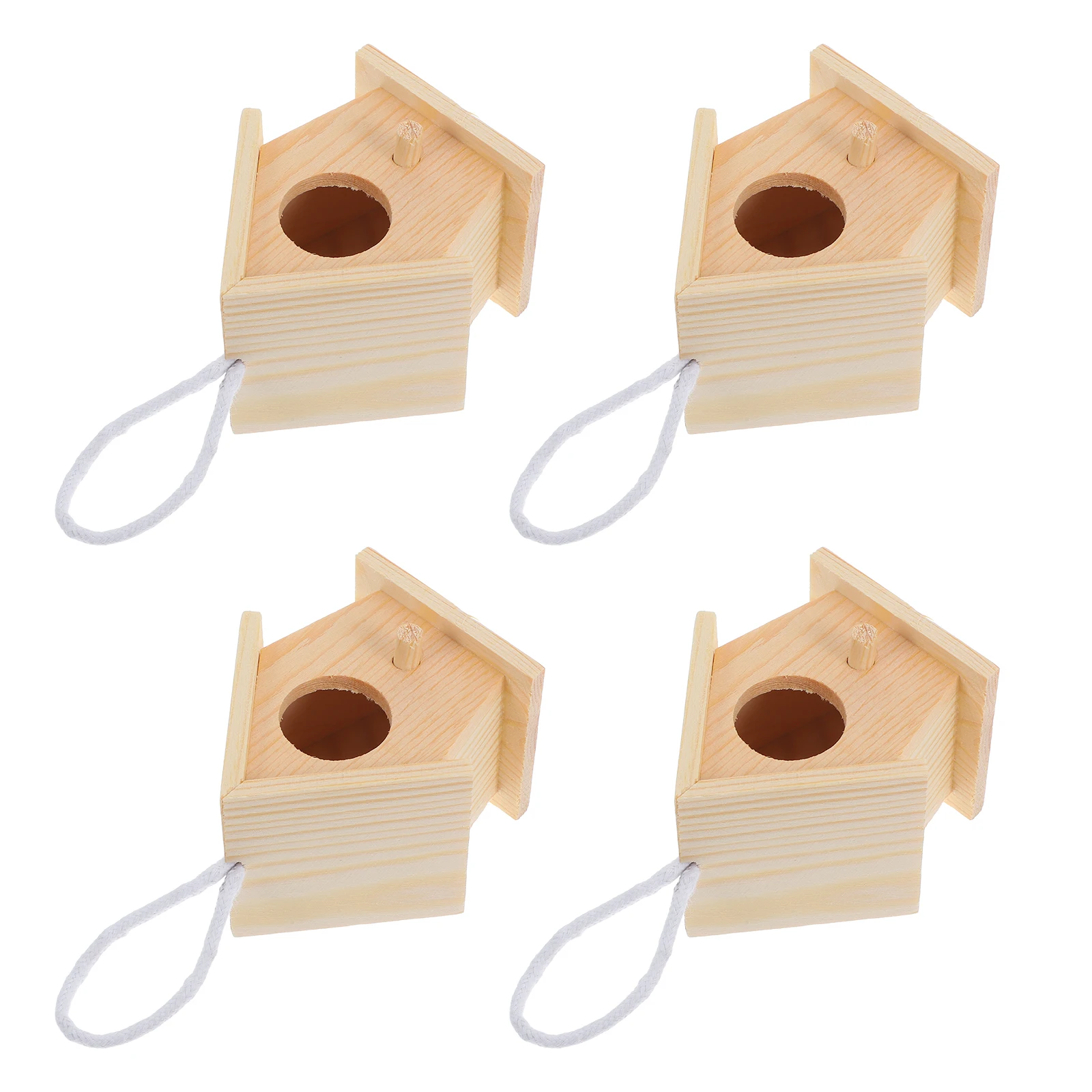 

4 Pcs Aviary Outdoor Birdhouse Decoration Feeder (finished Hangings Paint Kit Pine Wood