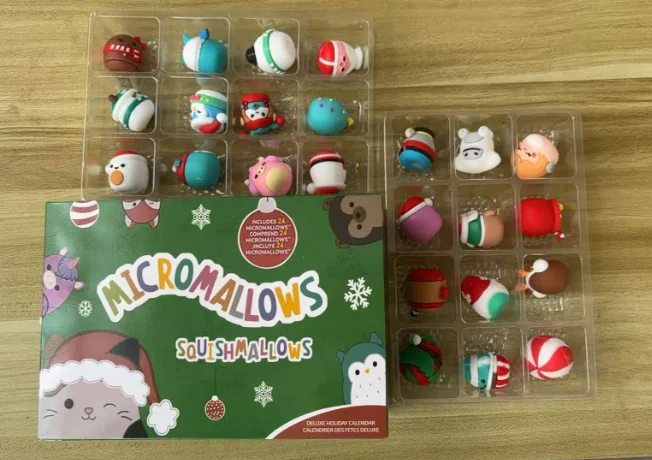 Christmas Countdown Calendar Blind Box Micromallows 24-Day Advent Calendar Soft Vinyl Figures Mini Holiday Party Decor New Year