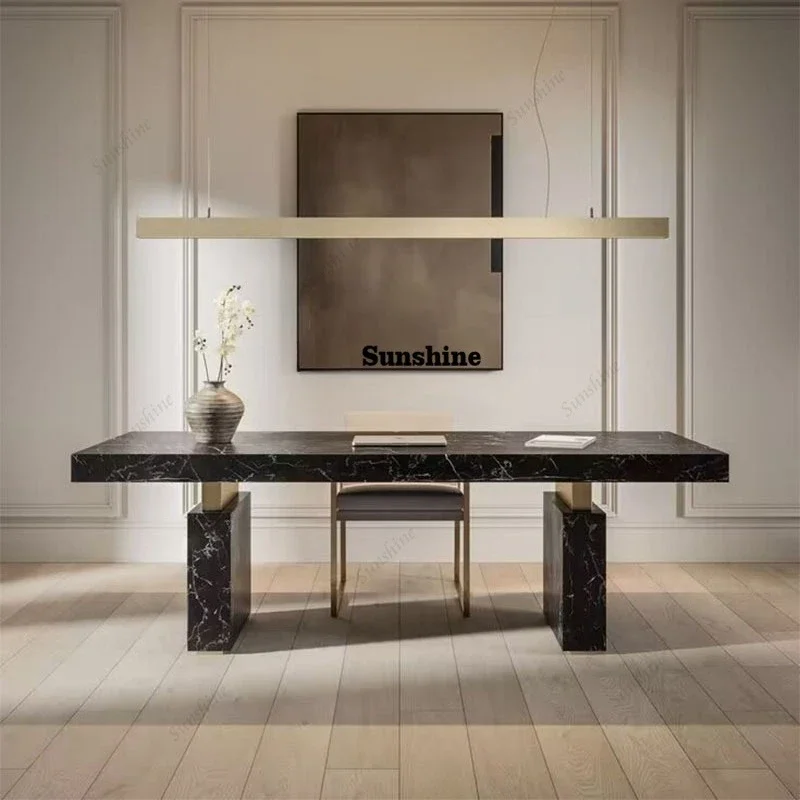 Modern light luxury study desk special-shaped simple high-end marble deskTJ