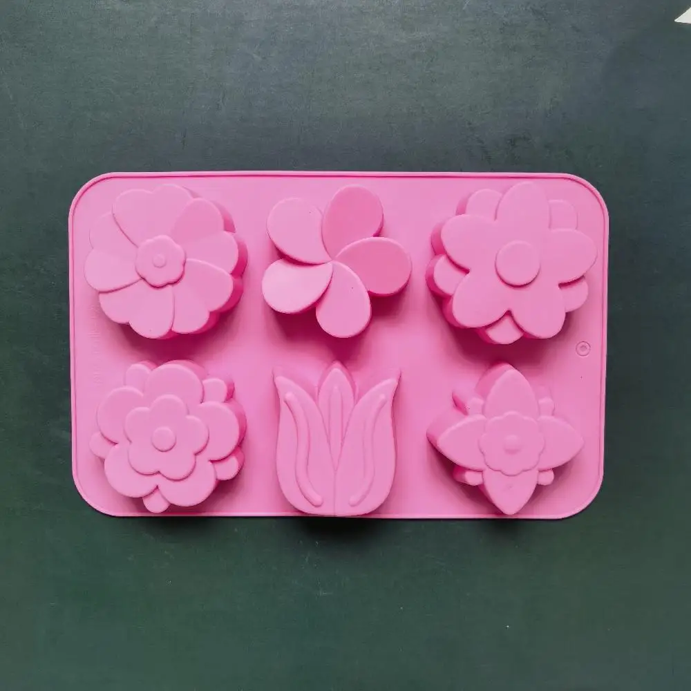 6 Cavity 6 Type Flower-shaped Of Tulip Silicone Mold Suitable For Soap Candle Hand Making DIY Cake Chocolate Dessert Baking Mold