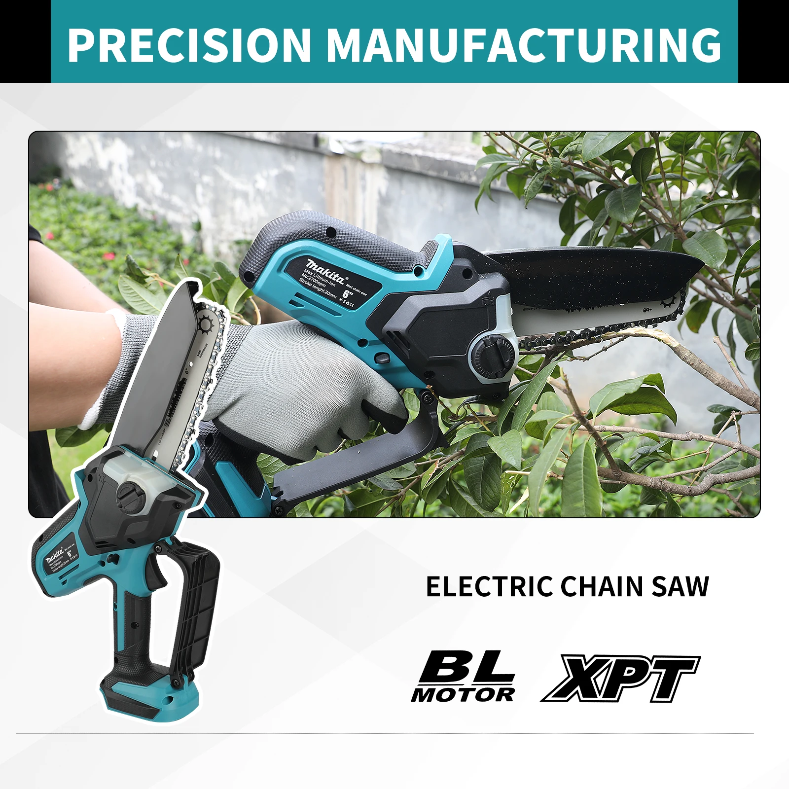 For Makita UC286 6 Inch Mini Chain Saw, BL Motor Portable Cutter for Fruit Tree Pruning and Firewood Cutting