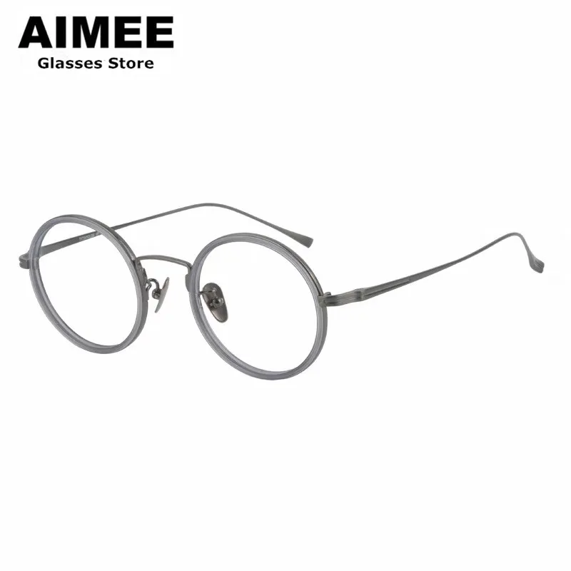 Japanese Handmade Pure Titanium Glasses Frame Men Retro Round Ultra-light Prescription Eyeglasses Women Optical Spectacles Oclus