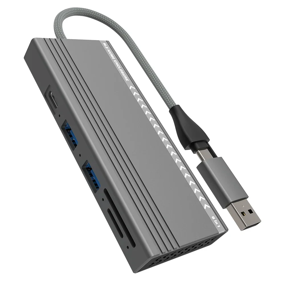 5 in 1 USB 3.0 HUB Card Reader 10Gbps Solid State Drive Adapter Multi Splitter PD100W USB 3.0 Hub SD/TF Card Slot