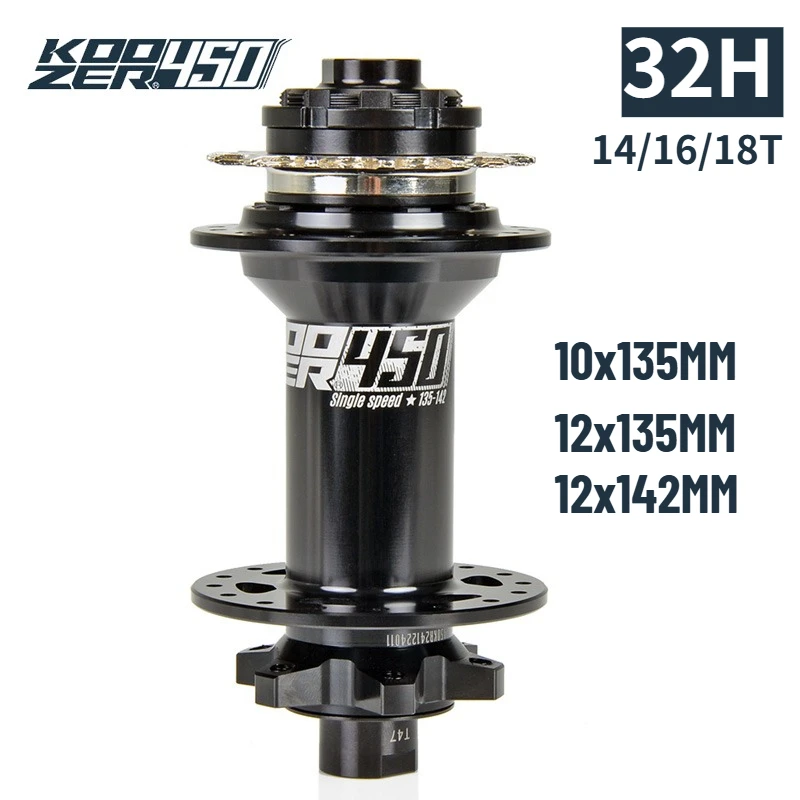 

KOOZER 450 Single speed hub 32 holes 14T 16T 18T Sprocket 12x142 12x135 10x135 Rear Noisy cube 120 Click for MTB Dirt Jump bike