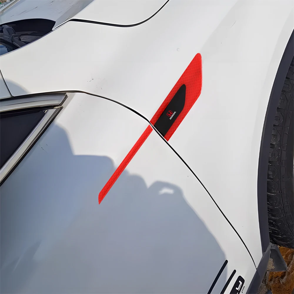 2pcs Car Side Fender Reflective Safety Strip Stickers Auto Warning Reflector Tape For Honda Civic Accord Jazz City CR-Z Insight