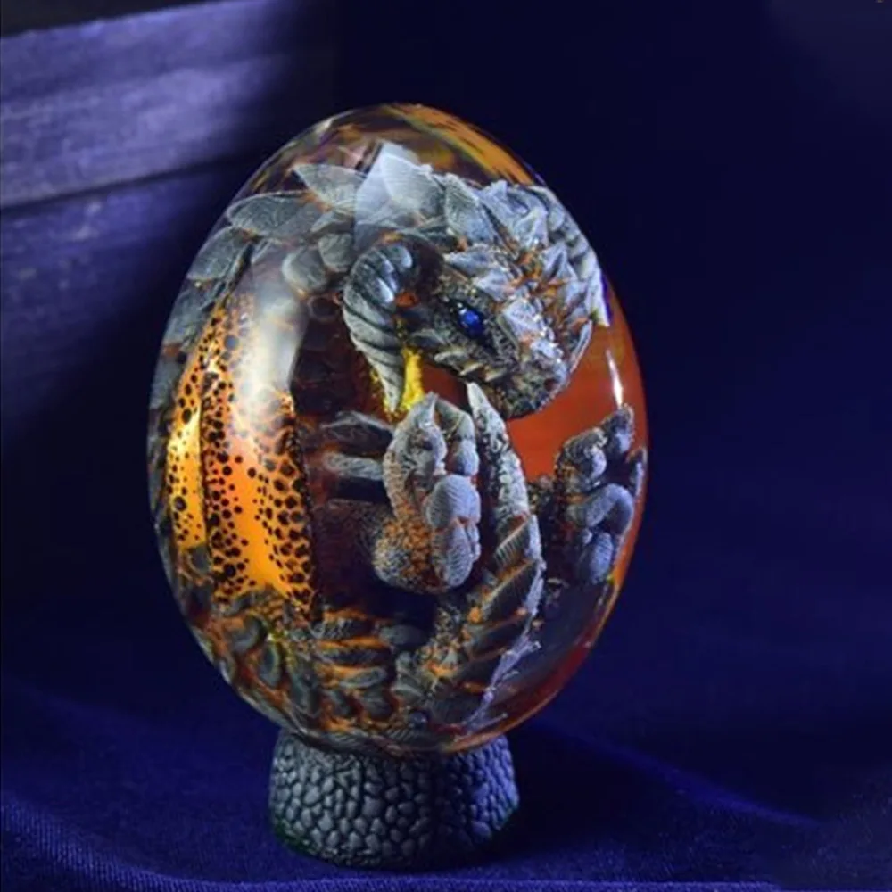 Lava Dragon Egg Resin Statue Ornamental Dinosaur Eggs Collection Kid Gift Toy Sculpture Crystal Gemstone Souvenir Home Decor2023