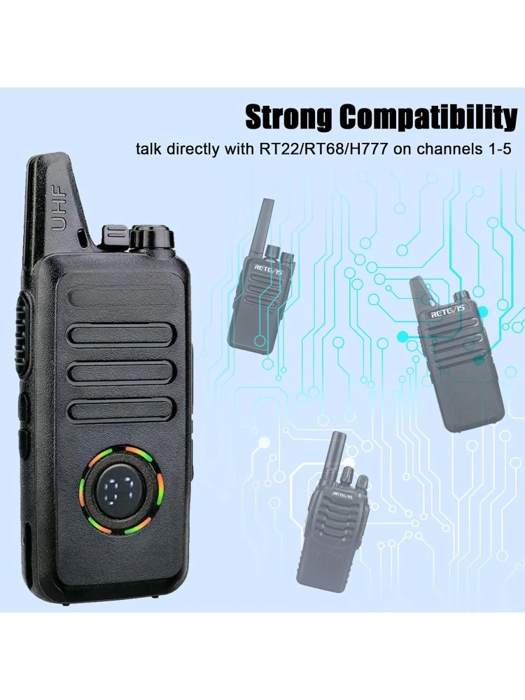 RT22S Walkie Talkies for Adults,2 Way Radio with Earpiece, Portable FRS Two-Way Radios,Channel Display, Mini Rechargeable