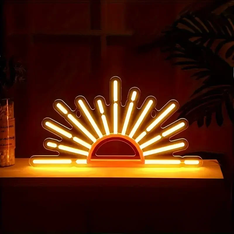 

Sunrise Sunset Neon Sign Wall Art Neon Lights Sun On The Horizon LED Neon Sign Decor USB Power For Bedroom Living Room