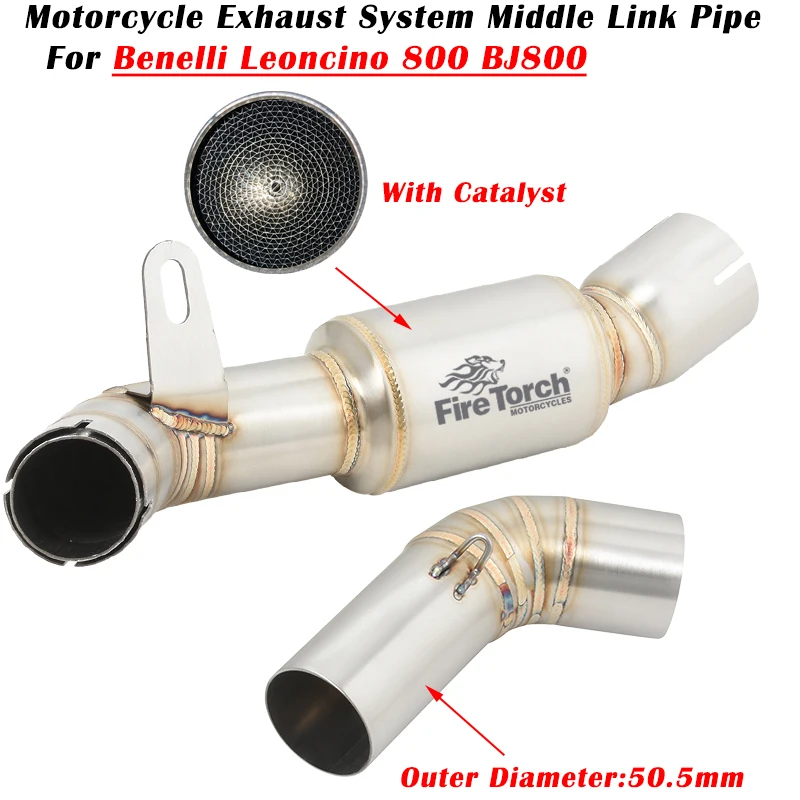 

For Benelli Leoncino 800 BJ800 Motorcycle Exhaust Escape System Modified 51mm Muffler Pipe With Catalyst