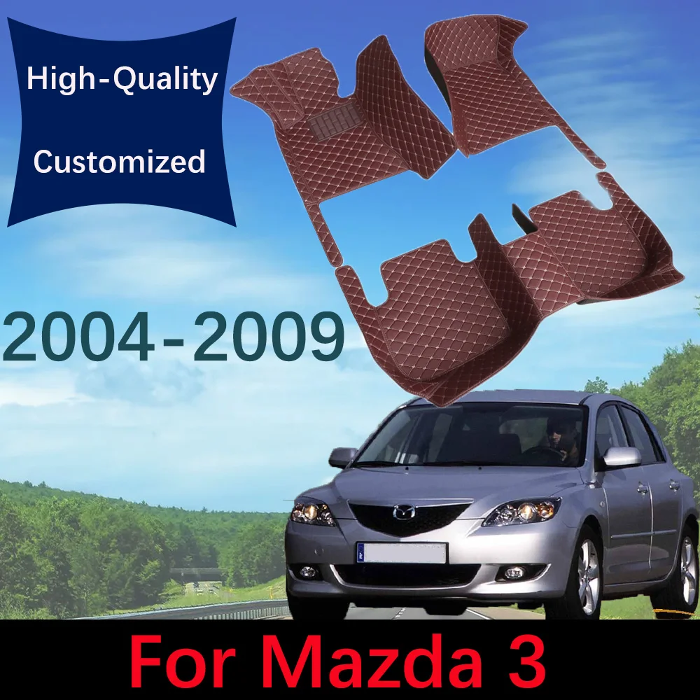 

Custom Leather Car Floor Mats For Mazda 3 BK 2004 2005 2006 2007 2008 2009 Automobile Carpet Rugs Foot Pads Interior Accessories